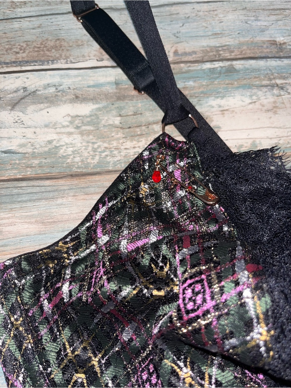 NWT Savage X Fenty A Little Tart Unlined Bra Plaid Lace 34DD - Picture 4 of 6